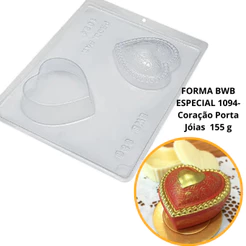 1~4 Forma bwb com silicone (3 partes) cod 1094 - Coração Porta Jóias 155 g (CHOCO)