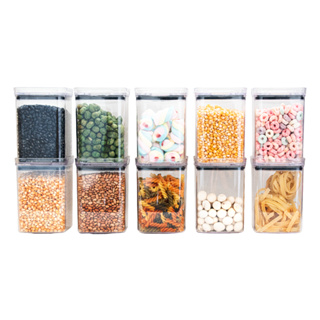 Kit 10 Potes Acrílico Herméticos 1000ml Acrílico Transparente Empilhável Livre de BPA em Oferta na Shopee