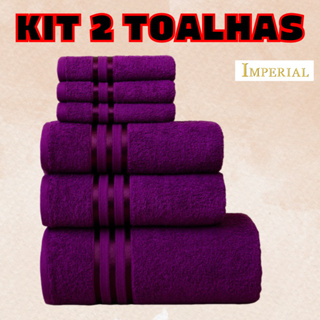 KIT 2 Toalhas - Banho e Rosto Grande Macia 100% Algodão Seca Rápido Ótima Absorção em Oferta na Shopee
