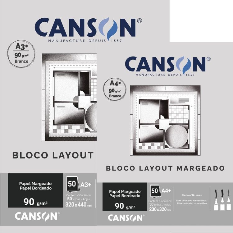 Bloco Técnico Layout Margeado + 90G 50 Folhas CANSON