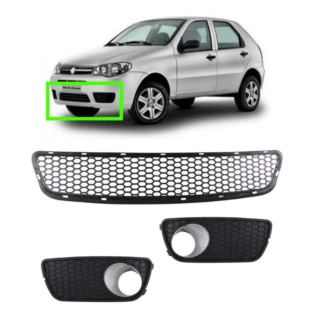 Kit Grade Inferior E Molduras Do Farol MIlha Com Milha Palio Celebration 2004 2006 2007 Jogo Grades em Oferta na Shopee