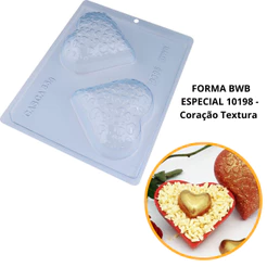 1~4 Forma bwb com silicone (3 partes) cod 9395 - Coração Textura 200g dia das mães e namorados.