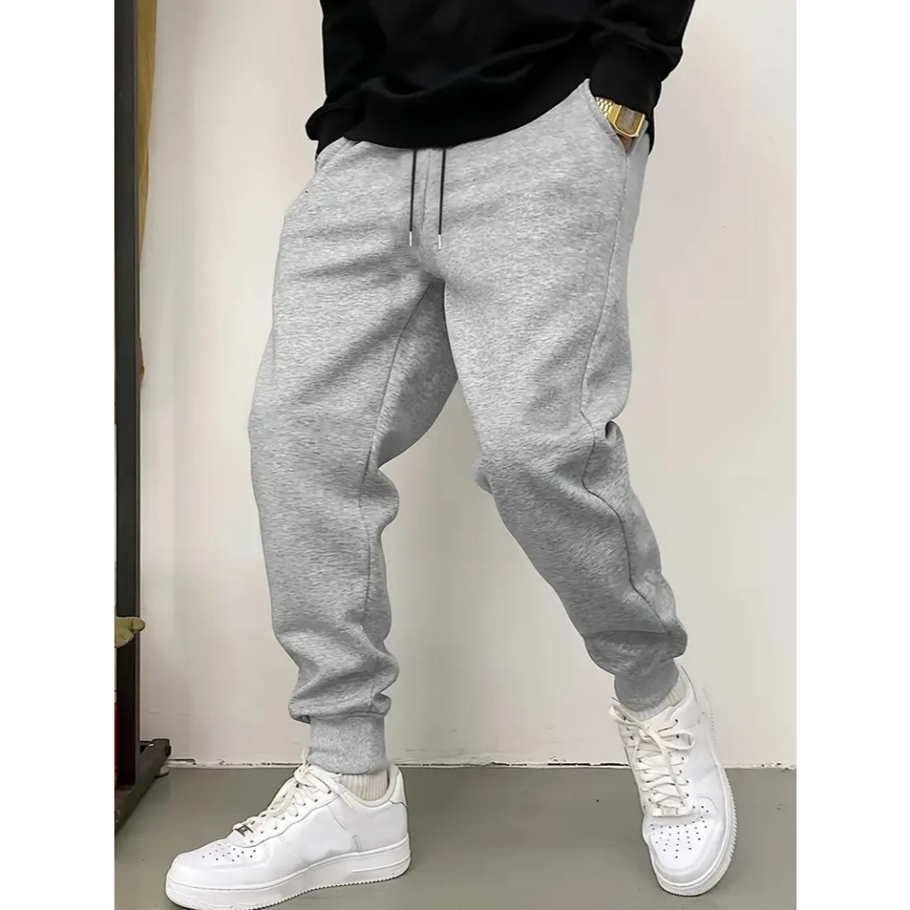 Calça de Moletom Masculina Casual Regular com Bolso Cordão Unissex Algodão Feminino Masculino Jogger