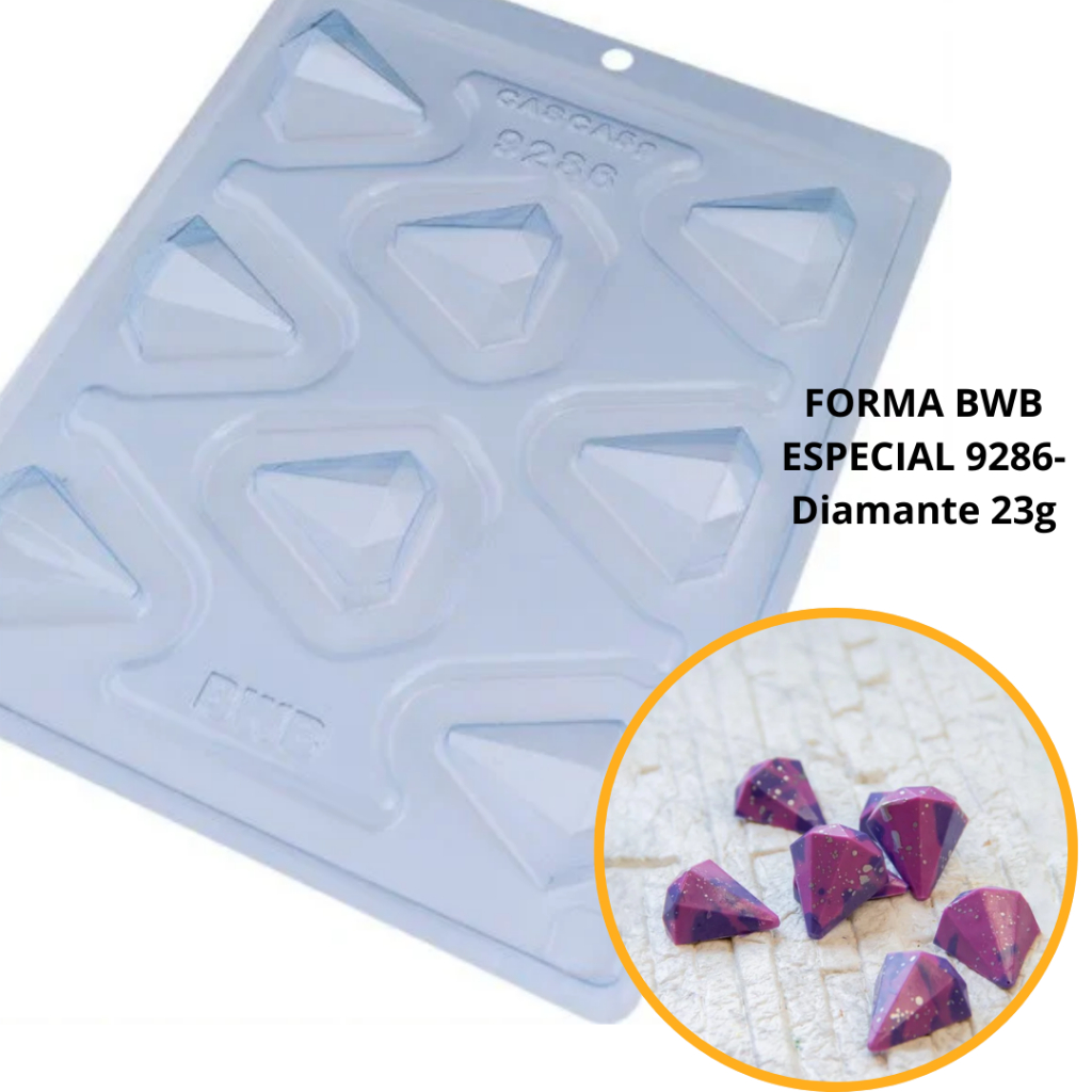 1~4 forma para chocolate bwb com silicone (3 partes) bombom 9286 - Diamante 23g em Oferta na Shopee