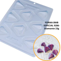1~4 forma para chocolate bwb com silicone (3 partes) bombom 9286 - Diamante 23g
