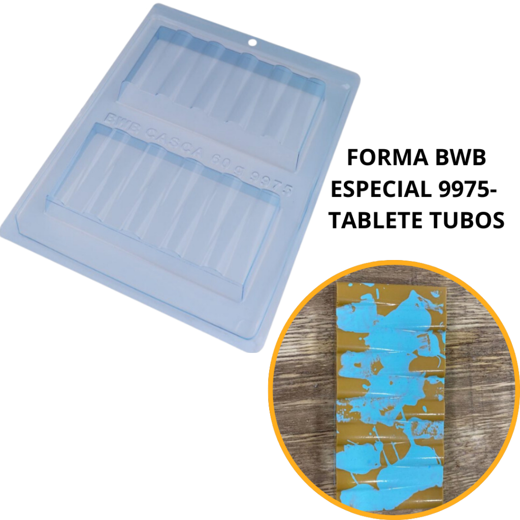 1~4 Forma BWB Com Silicone (3 partes) Para Chocolate Cód 9975 - Tablete Tubos 250g. Barra Recheada (CHOCO) em Oferta na Shopee