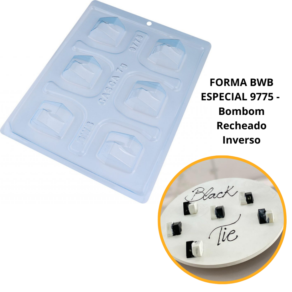 1~4 Forma BWB Com Silicone(3partes)Cód. 9775- Bombom Recheado Inverso 23g. Para Trufas e Bombons.