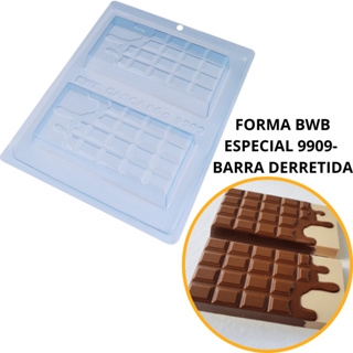 1~4 FORMAS BWB COM  SILICONE (3 PARTES)  CÓD.:9909 BARRA DERRETIDA 260g. BARRA RCHEADA. (CHOCO) em Oferta na Shopee
