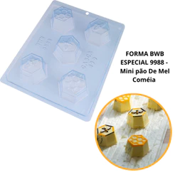 1~4 Forma BWB com silicone (3 partes) cod 9988 - Mini Pão de Mel Colméia 50 g (CHOCO)