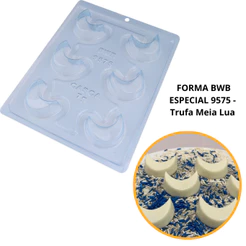 1~4 Forma BWB Com Silicone (3 partes) Para Chocolate - Trufa Meia Lua 22g. Para Trufas e Bombons.