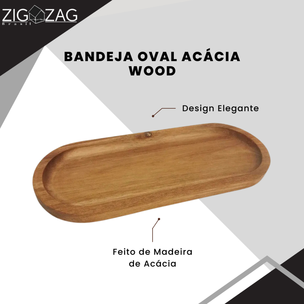 Bandeja Oval Acácia Wood - 30 x 20cm | Design Rústico, Ideal para Organizar e Decorar - Home & Living