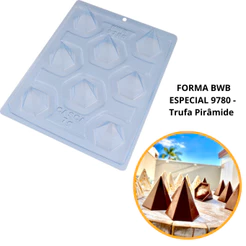 1~4 Forma BWB Com Silicone (3 partes) - Trufa Pirâmide 6 Faces 20g. Doces, Bombons, Alfajor//