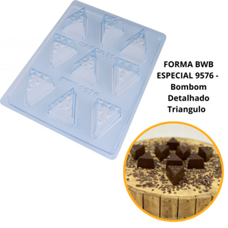 1~4 Forma BWB Com Silicone (3 partes)-Bombom Detalhado Triângulo 30g. Para Trufas, Bombons, Alfajor em Oferta na Shopee