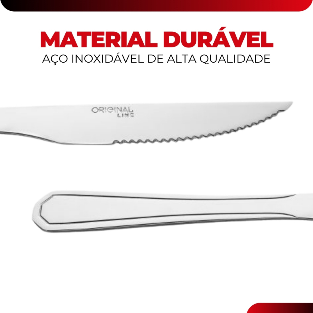 Jogo 48 Faca Churrasco Mesa Restaurante Buffet Premium Conjunto Aço Inox Continental Original Line · foto 2