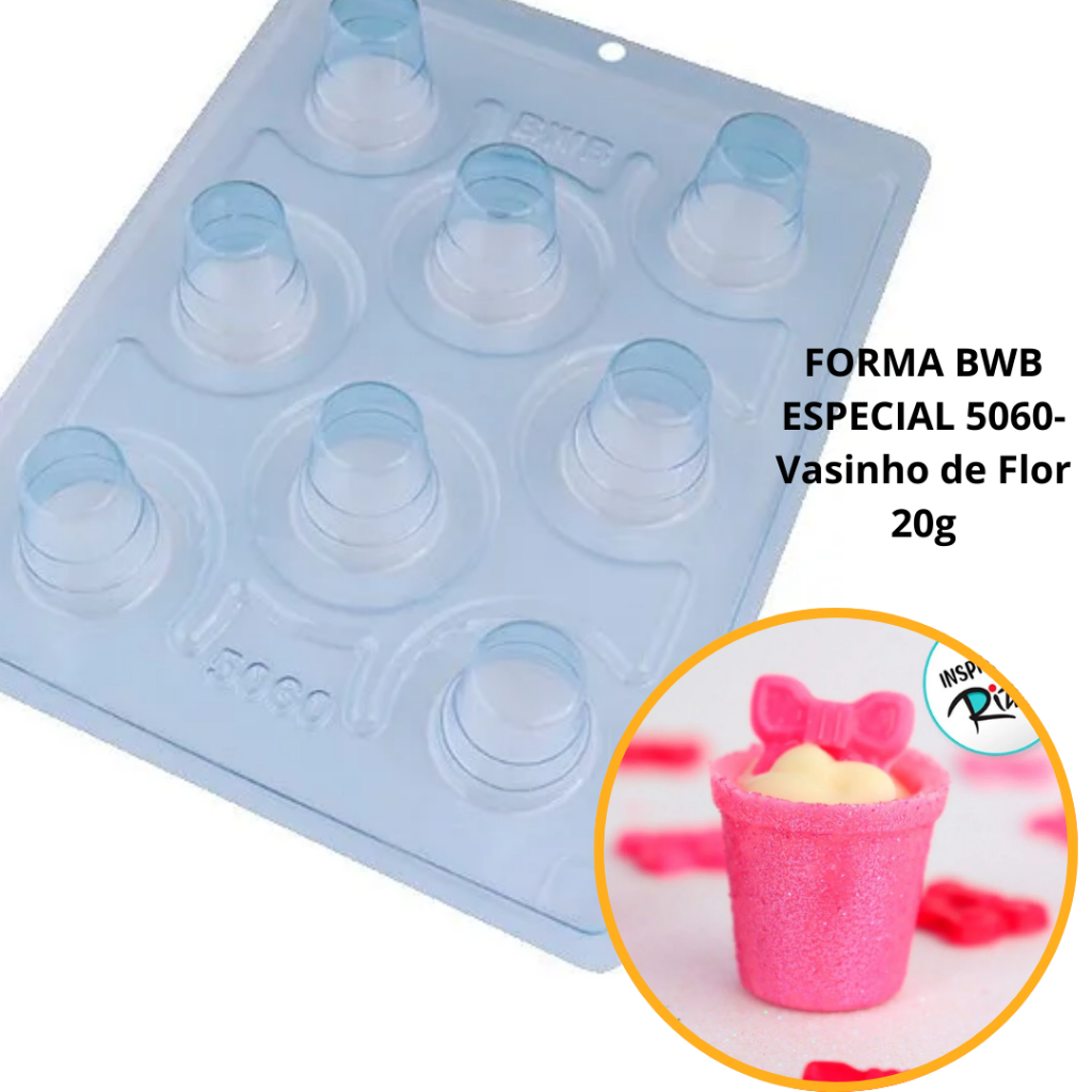 1~4 FORMA PARA CHOCOLATE BWB COM SILICONE (3 PARTES) COPINHO CÓD.:5060 - VASINHO DE FLOR 20g (CHOCO) em Oferta na Shopee
