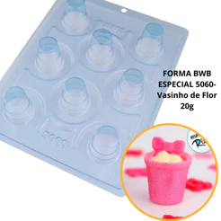 1~4 FORMA PARA CHOCOLATE BWB COM SILICONE (3 PARTES) COPINHO CÓD.:5060 - VASINHO DE FLOR 20g (CHOCO)