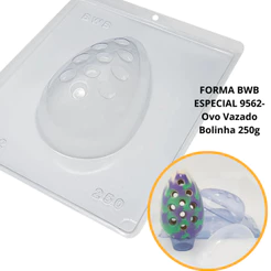 1~4 Forma BWB Com Silicone (3 partes) Para Chocolate Cód. 9562 - Ovo Vazado Bolinha 250g. Páscoa (CHOCO)