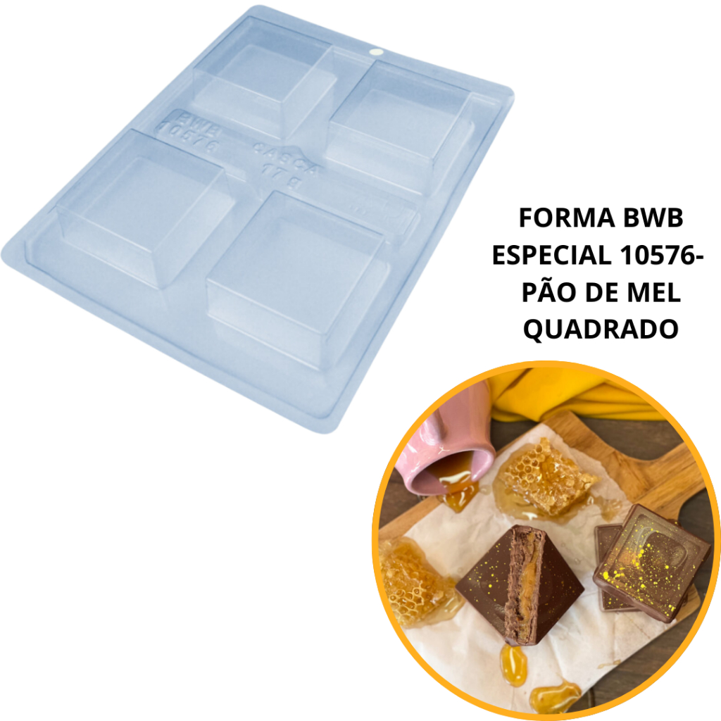 1~4 FORMAS BWB COM SILICONE (3 PARTES)- PÃO DE MEL QUADRADO G 110g. CÓD.:10576 (*ANTIGA812*) - Home & Living