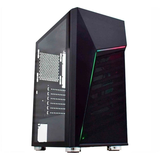 GABINETE GAMER CG-01C1 PRETO COM PAINEL RGB FITA , SEM FAN
