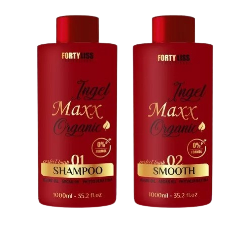 Escova Organoca Ingel Maxx Alisamento Profissional Redução de Volume e Frizz Kit 1 Litro fim do friz