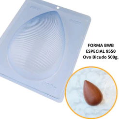 1~4 Forma BWB Com Silicone (3 partes) Para Chocolate Cód. 9550 - Ovo Bicudo 500g. Páscoa (CHOCO)