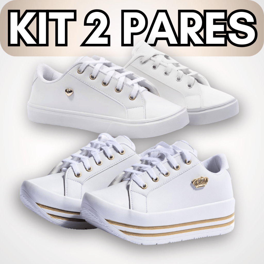 Kit 2 Tenis Feminino Sapatenis Casual Sola Plataforma e Sola Baixa Lançamento