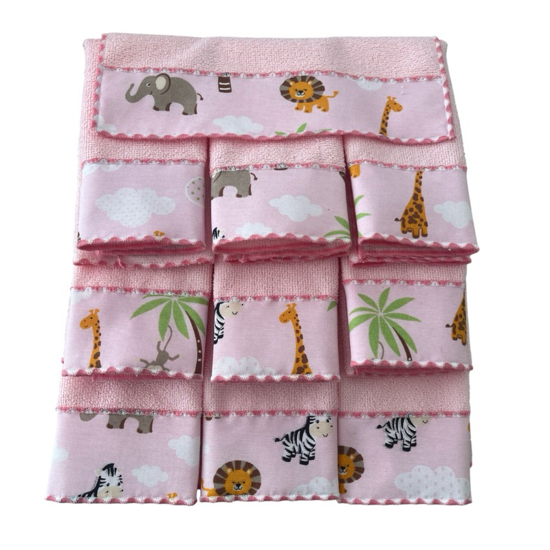 Kit com 10 toalhinhas de boca tecido felpudo extra macio para meninos e meninas