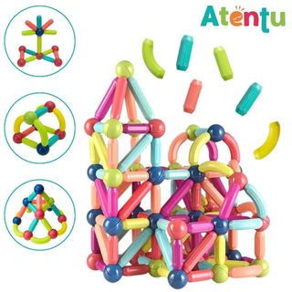 Blocos Magnéticos de Montar Brinquedo Infantil Brinquedo Bastões 64 Peças
