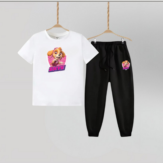 CONJUNTO INFANTIL CAMISETA 100% ALGODÃO MANGA CURTA CALÇA MOLETOM COM BOLSO ESTAMPA PATRULHA CANINA