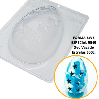 1~4 Forma BWB Com Silicone (3 partes) Para Chocolate Cód. 9549 - Ovo Vazado Estrelas 500g. Páscoa em Oferta na Shopee
