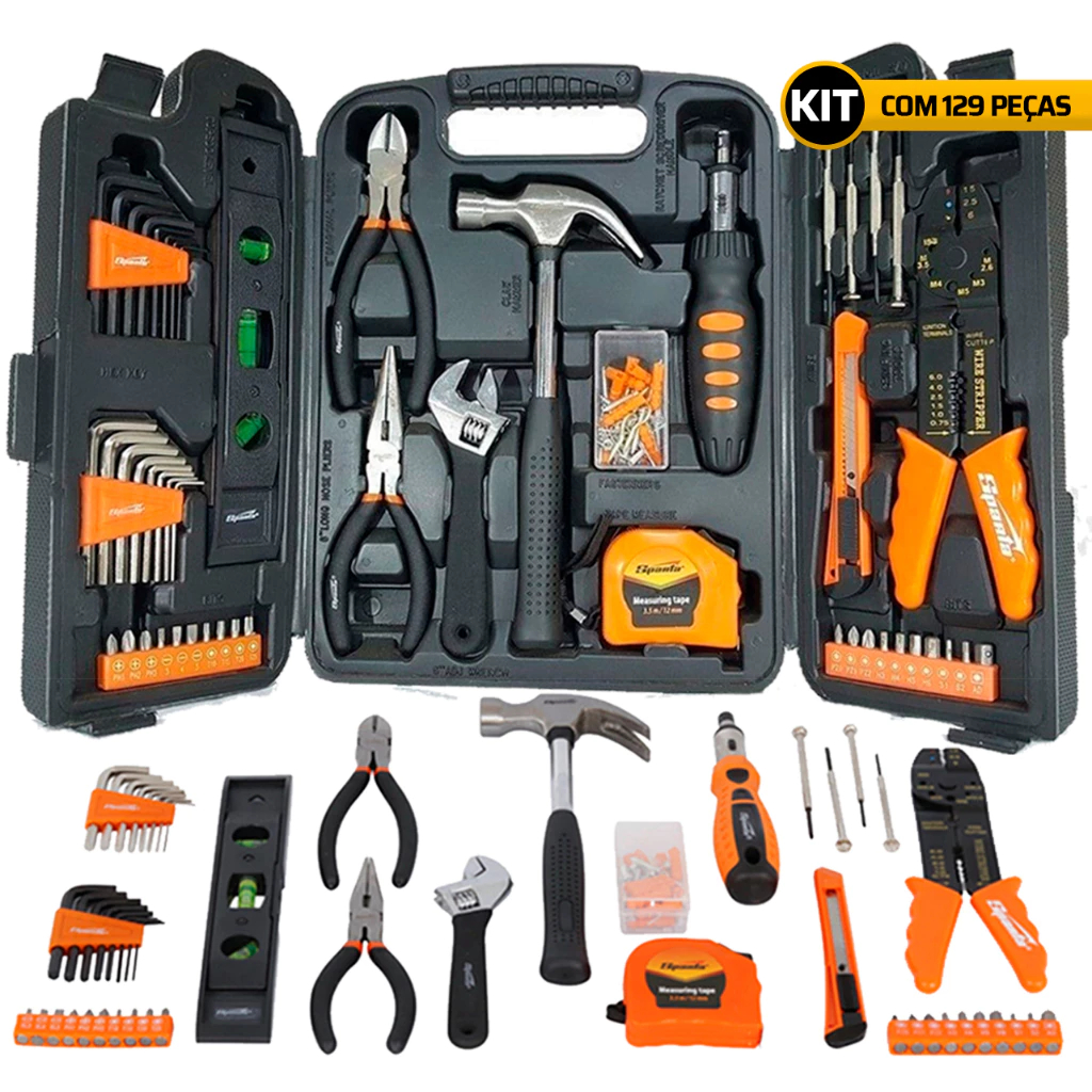 Kit Jogo De Ferramentas Completo Com 129 Peças Sparta