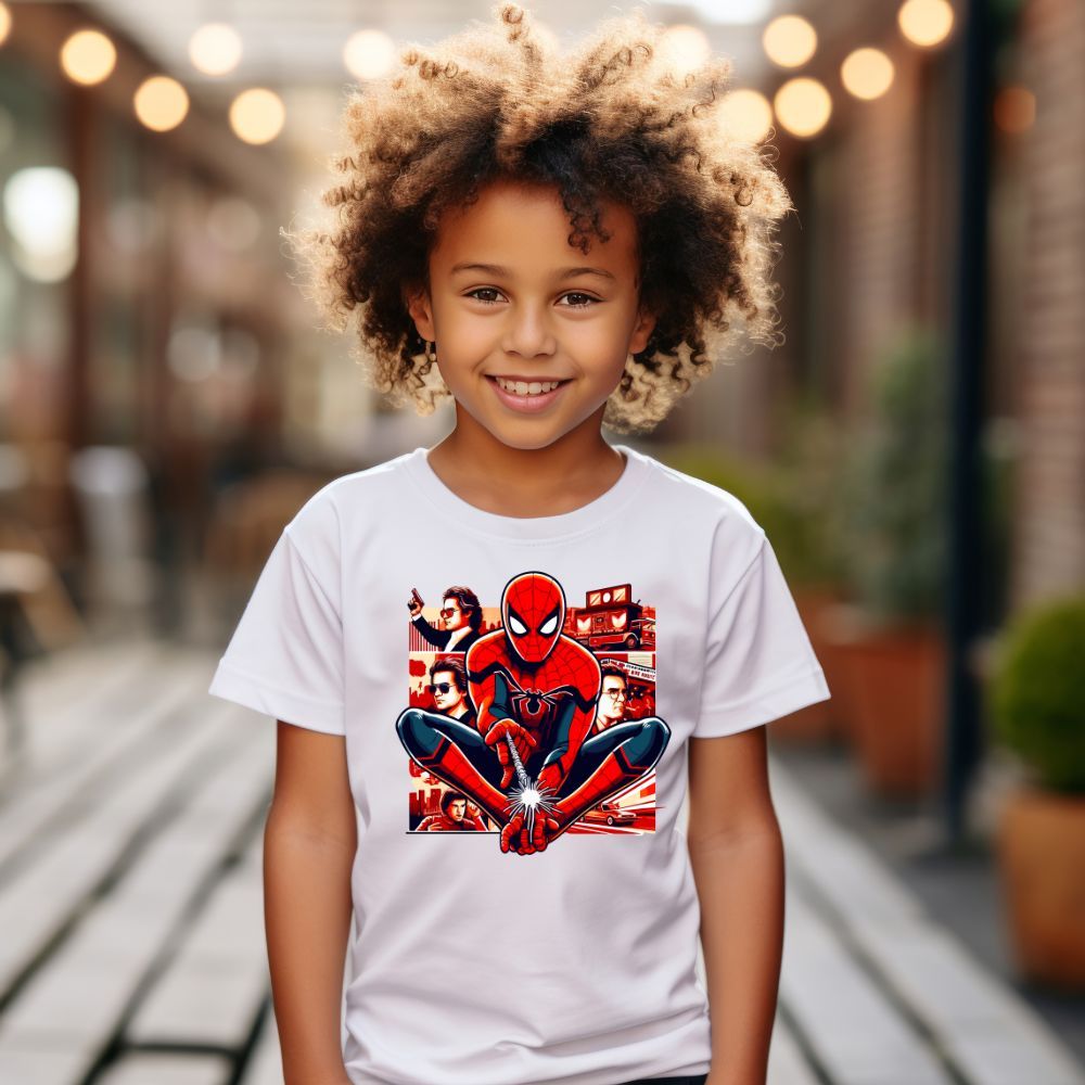 Camiseta Masculina Infantil Spider Man Blusa Homem Aranha Manga Curta Herois Marvel