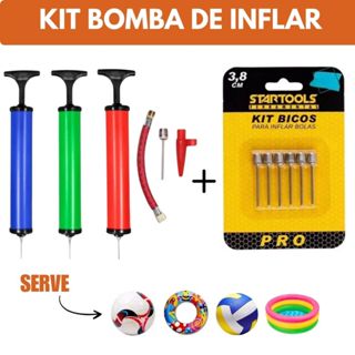 Jogo Bomba de Ar c/ Acessórios l para Encher Bolas e Bico Encher Infláveis Boia Colete em Oferta na Shopee