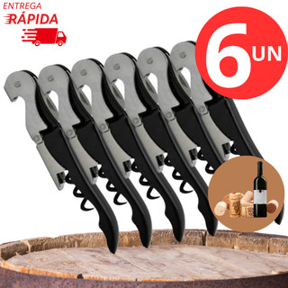 Saca-Rolhas de Vinho 3 em 1 em Aço Inox Abridor de Garrafa com Cortador de Cápsula, 2 á 6 unidades