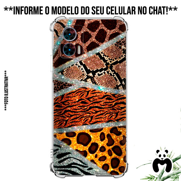 Capa Case Personalizada Animal Print Animais Onça Girafa Zebra Cobra Tigre Pavão Escamas Penas