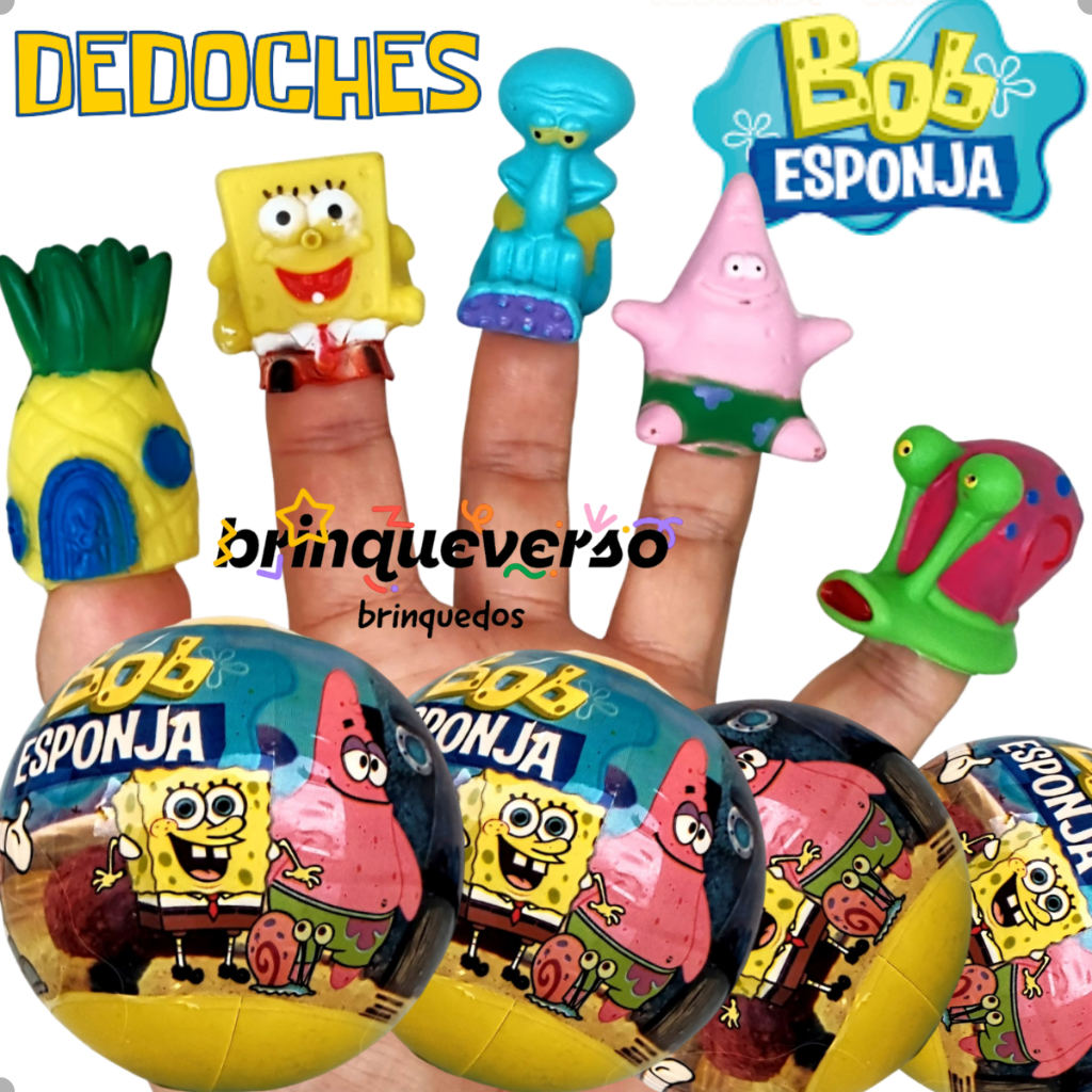01/12 UN Brinquedo Dedoche Bob Esponja. Kit Brinquedos para Lembrancinhas, Lembrancinha Aniversário