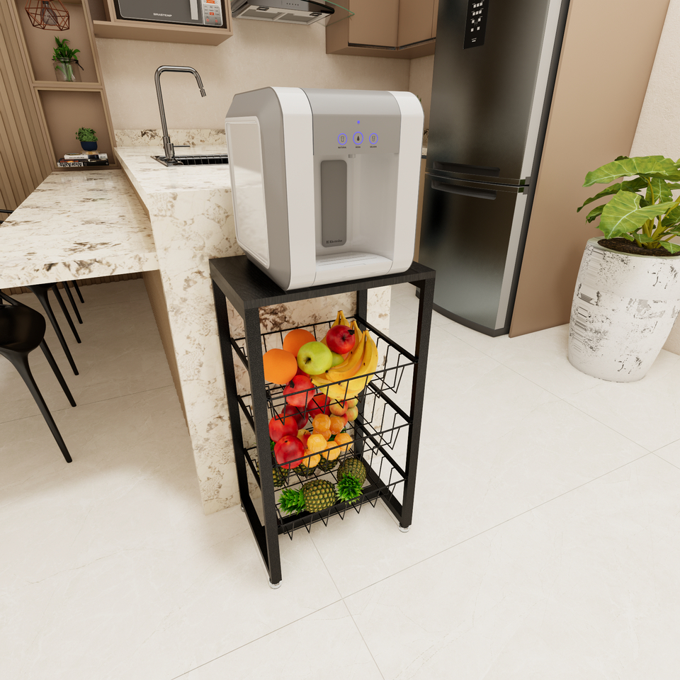 Fruteira De Chão Para Cozinha 3 Cestos Preto Fosco Multiuso em Oferta na Shopee