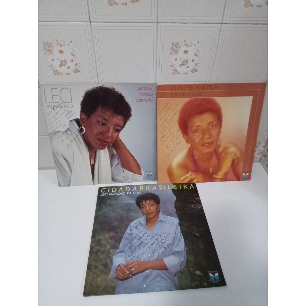 3 Lps Discos Vinil Leci Brandão Autografados Samba