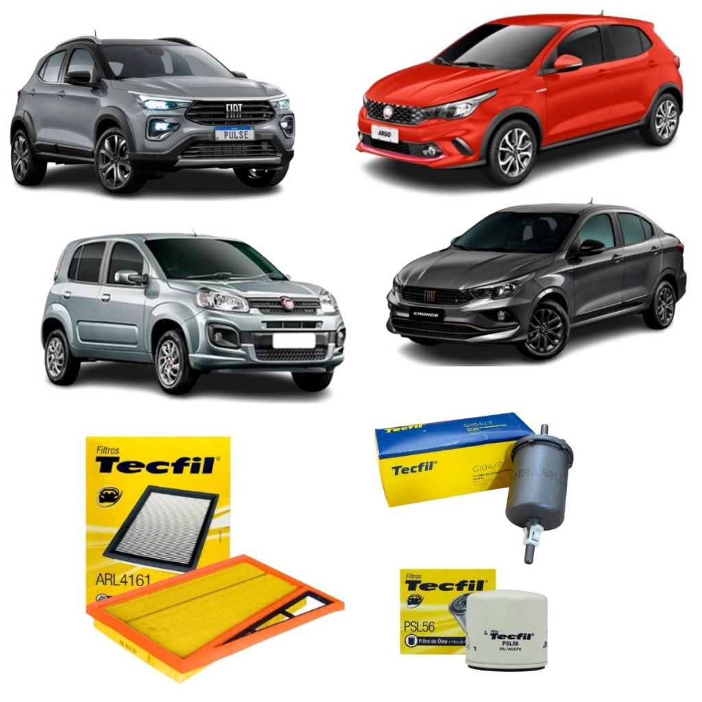Kit Filtros Fiat Uno Mobi Argo Cronos Pulse Strada 1.0 1.3 Firefly Tecfil em Oferta na Shopee