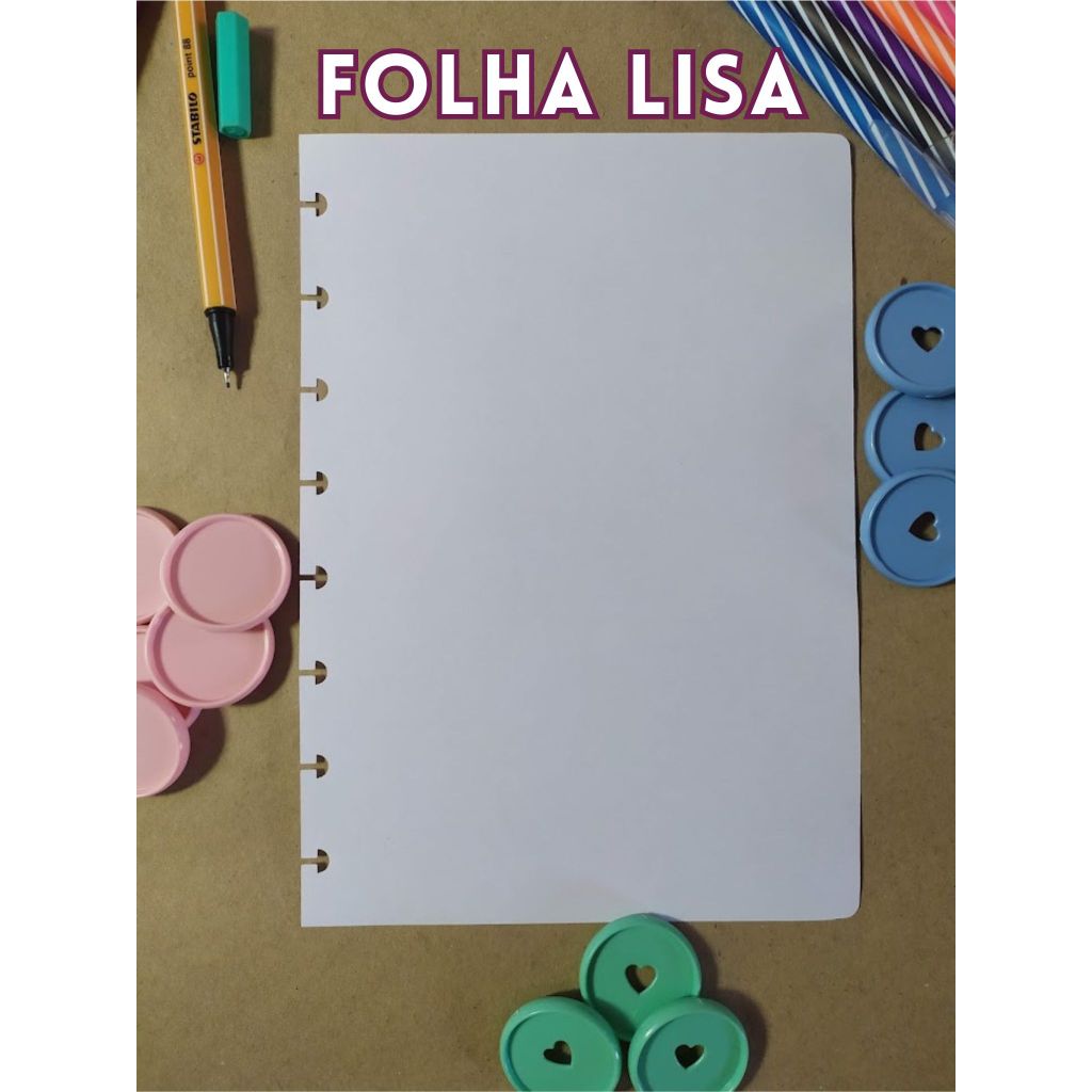 Refil de Folhas Caderno Inteligente /Discos SEM PAUTA - Folha Lisa - Vários Tamanhos - Folha Offset 90g-Papel Offset 90g