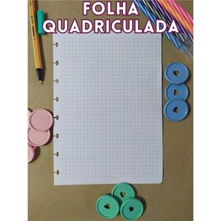 Refil de Folhas Caderno Inteligente/Caderno de Discos -Quadriculado - Vários Tamanhos -Folha Offset 90g Papel Offset 90g