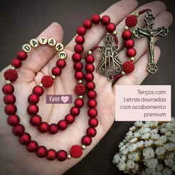 Terço de Nossa Senhora personalizado com NOMES | Rosários católicos | Artesanato