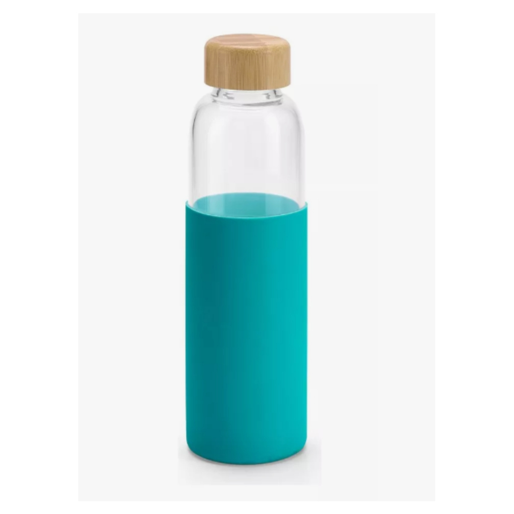 Garrafa Squeeze De Vidro Com Tampa Bambu Térmica 600ml