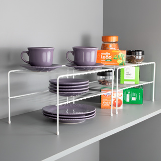 Kit 2 Prateleiras Divisoras Armário Dupla Cozinha 32cm 2 andares Rack Organizador Aramado Multiuso em Oferta na Shopee