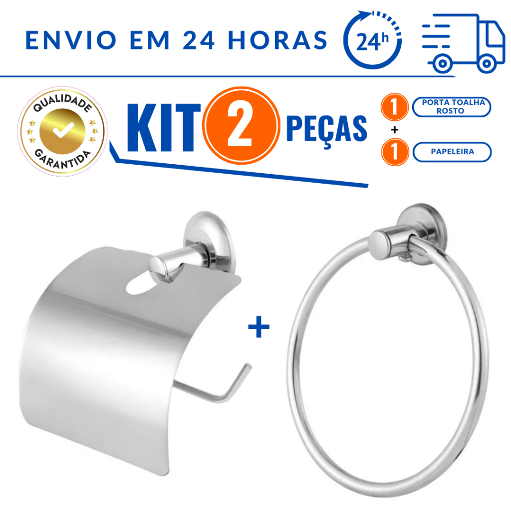 Papeleira Para Banheiro Com Tampa Em Inox papel higienico + Porta Toalha Argola toalha de rosto em Oferta na Shopee