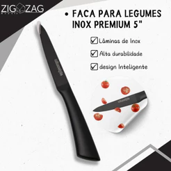 Faca para Legumes Inox Premium, Preta | Ideal para Cortes Rápidos e Eficientes