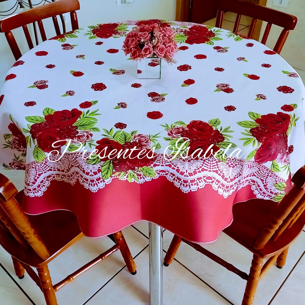 Toalha De Mesa Redonda 4 Lugares Tecido Lindo Muito Barato