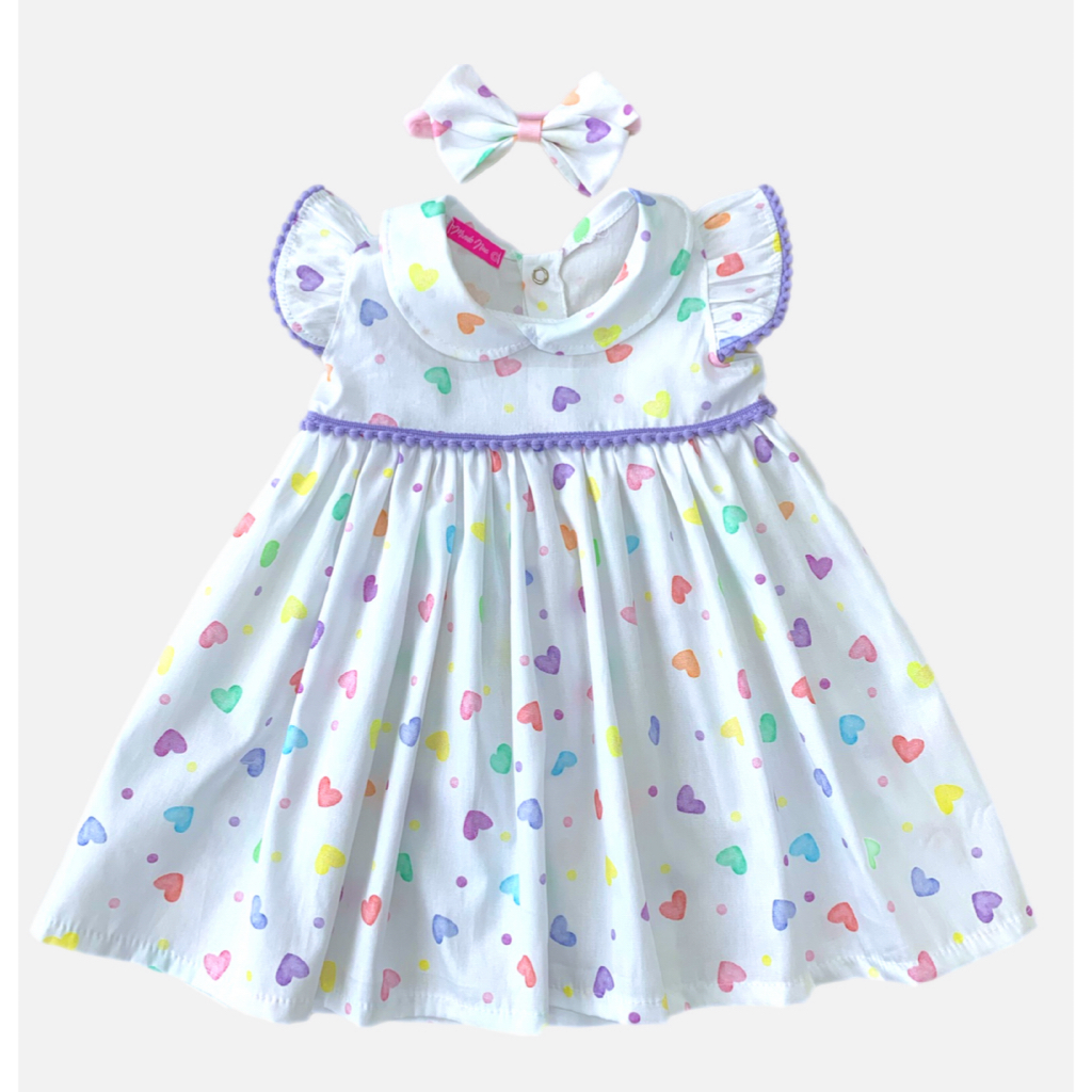 Vestido Bebê Menina Luxo Confortável Alta Qualidade Festa Infantil com Tiara 100% Algodão Mundo Nina