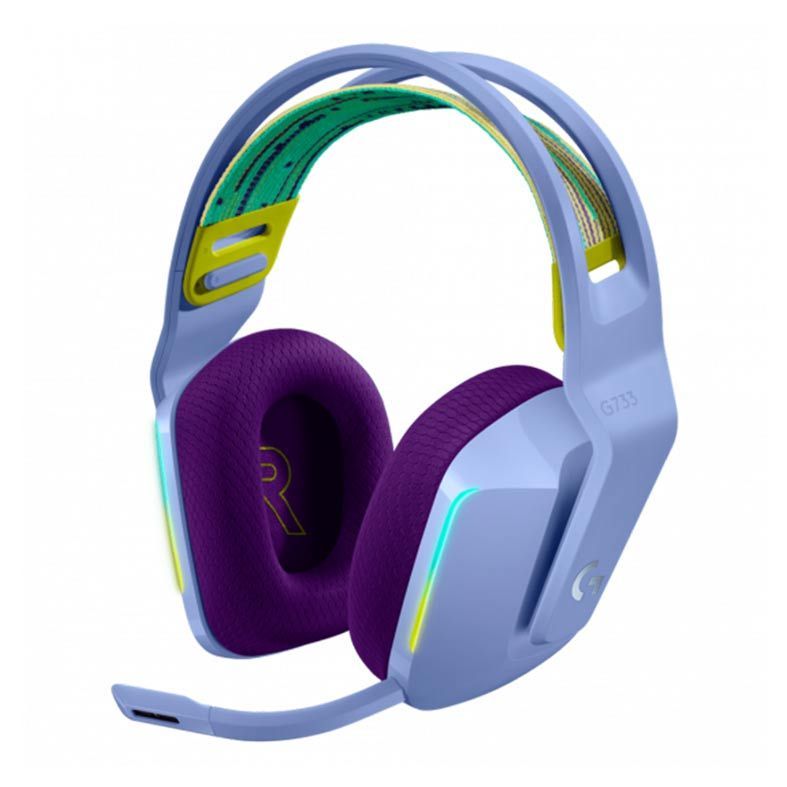 HEADSETLOGITECH G733 GAMER SEM FIO 7.1 DOLBY SURROUND BLUE VOICE RGB LIGHTSYNC LILAS
