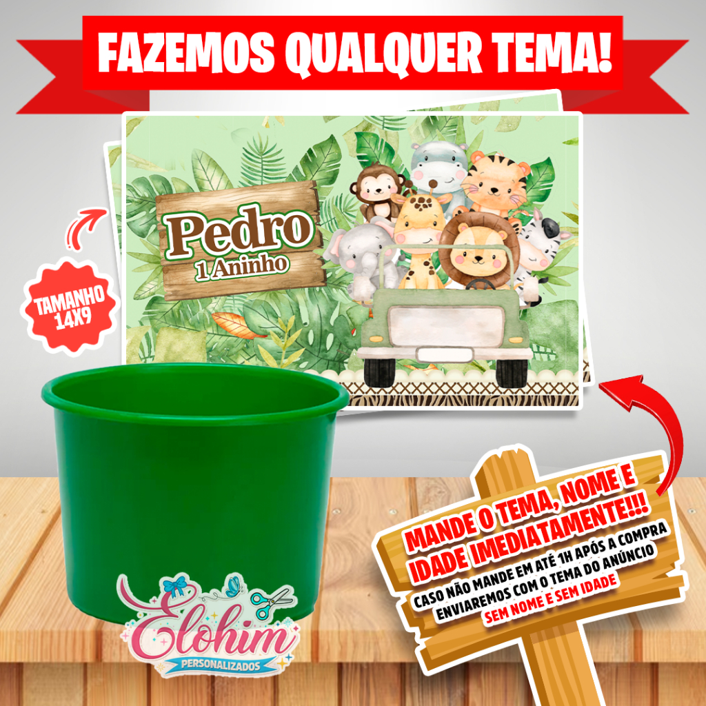 Rótulo Adesivo para personalizar Balde - Safari